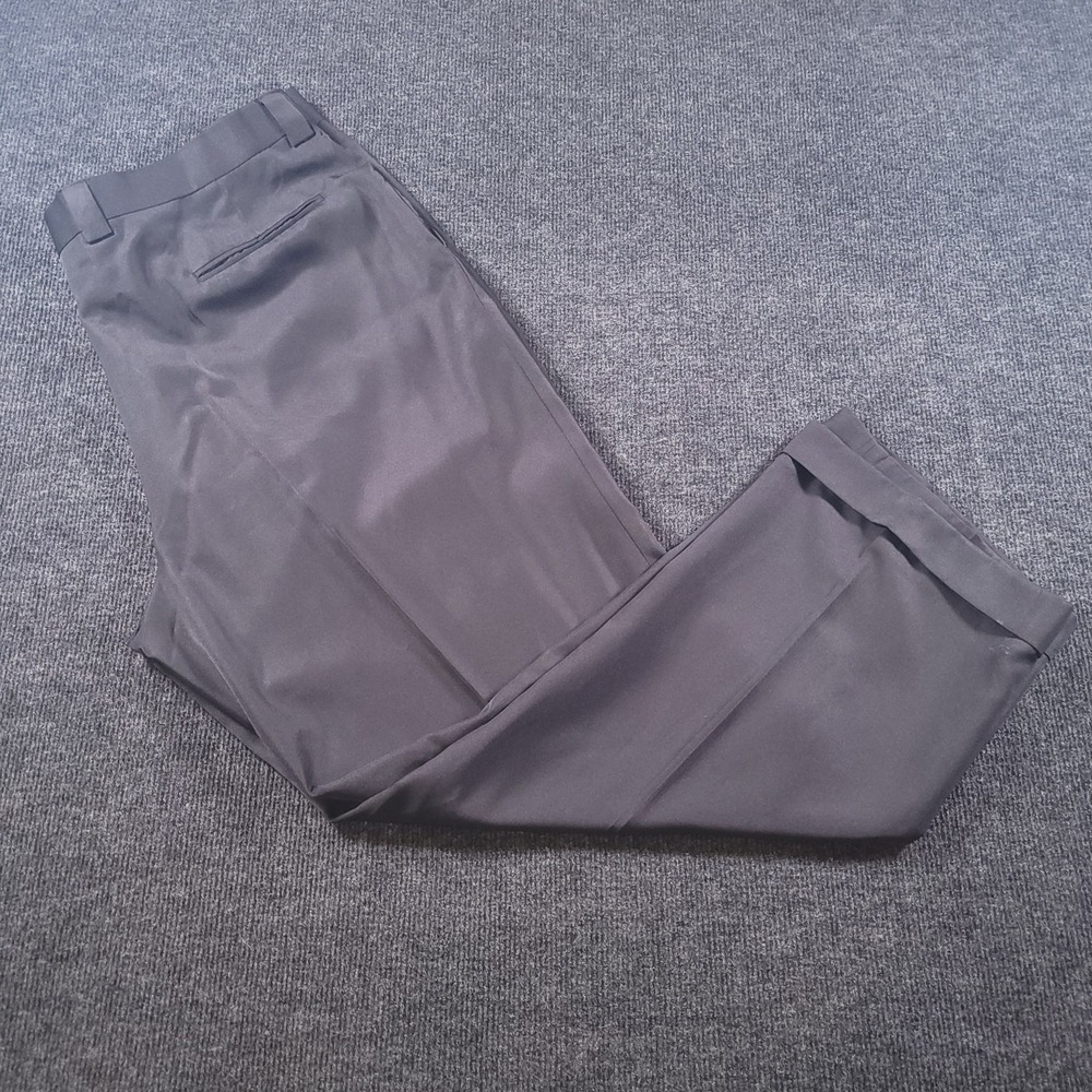 Blu Martini Black Dress Pants Mens 42L Flat‎ Front Cuffed Slacks